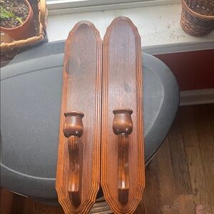 Wall  Candle holders wooden vintage 15” tall
